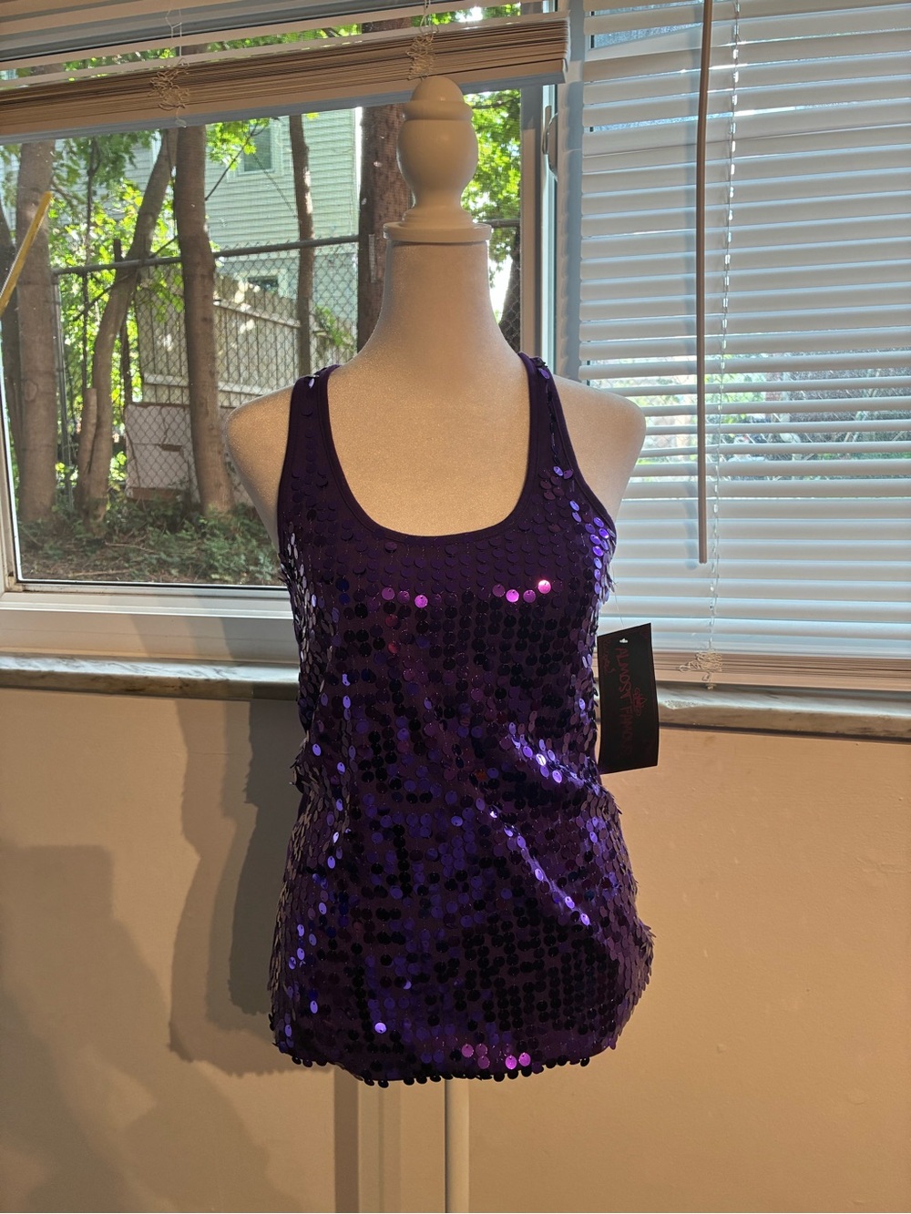 Almost Famous Purple Sequin Tank Top